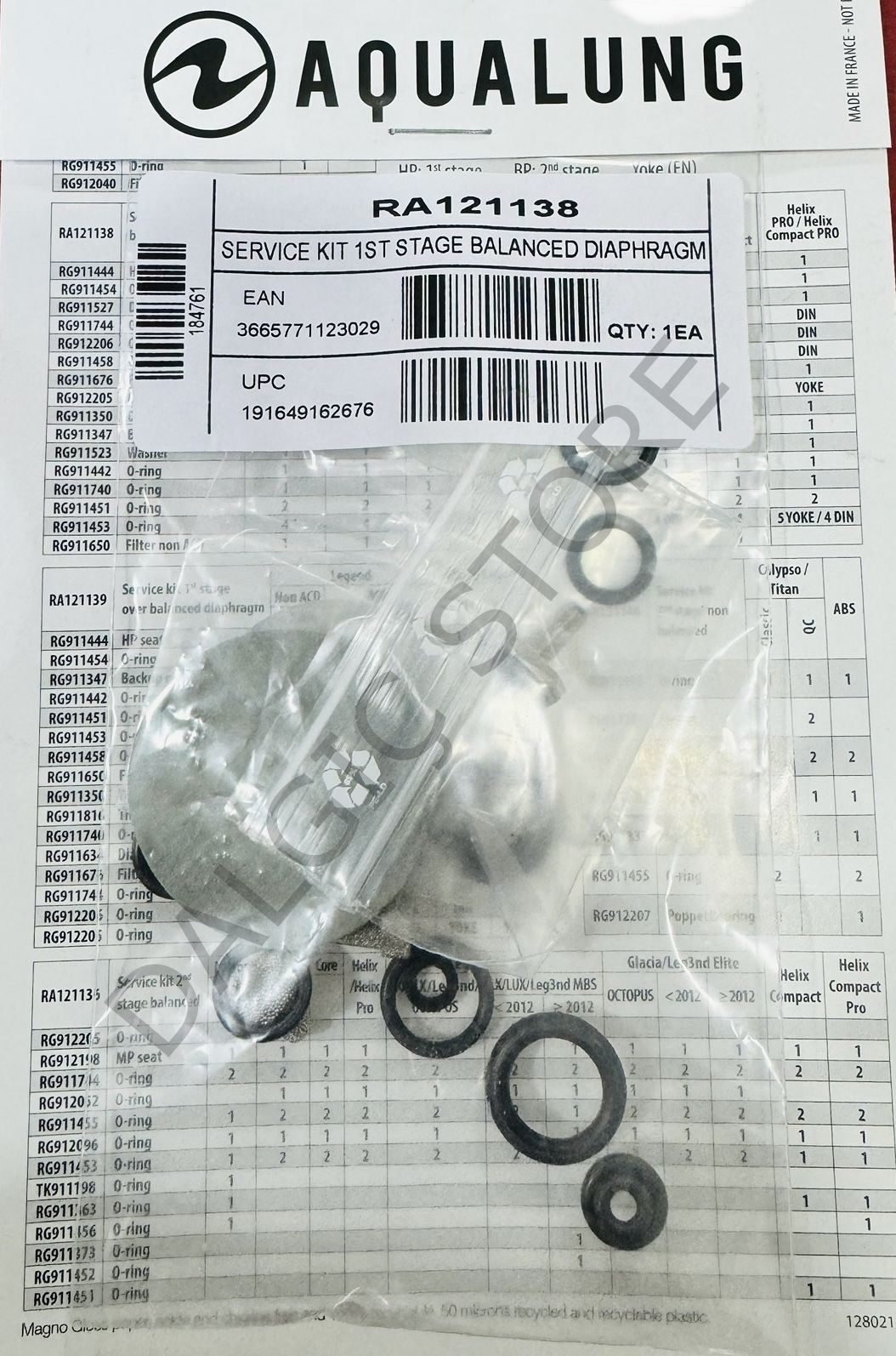 AQUALUNG  Helix Pro 1. Kademe Servis Kiti